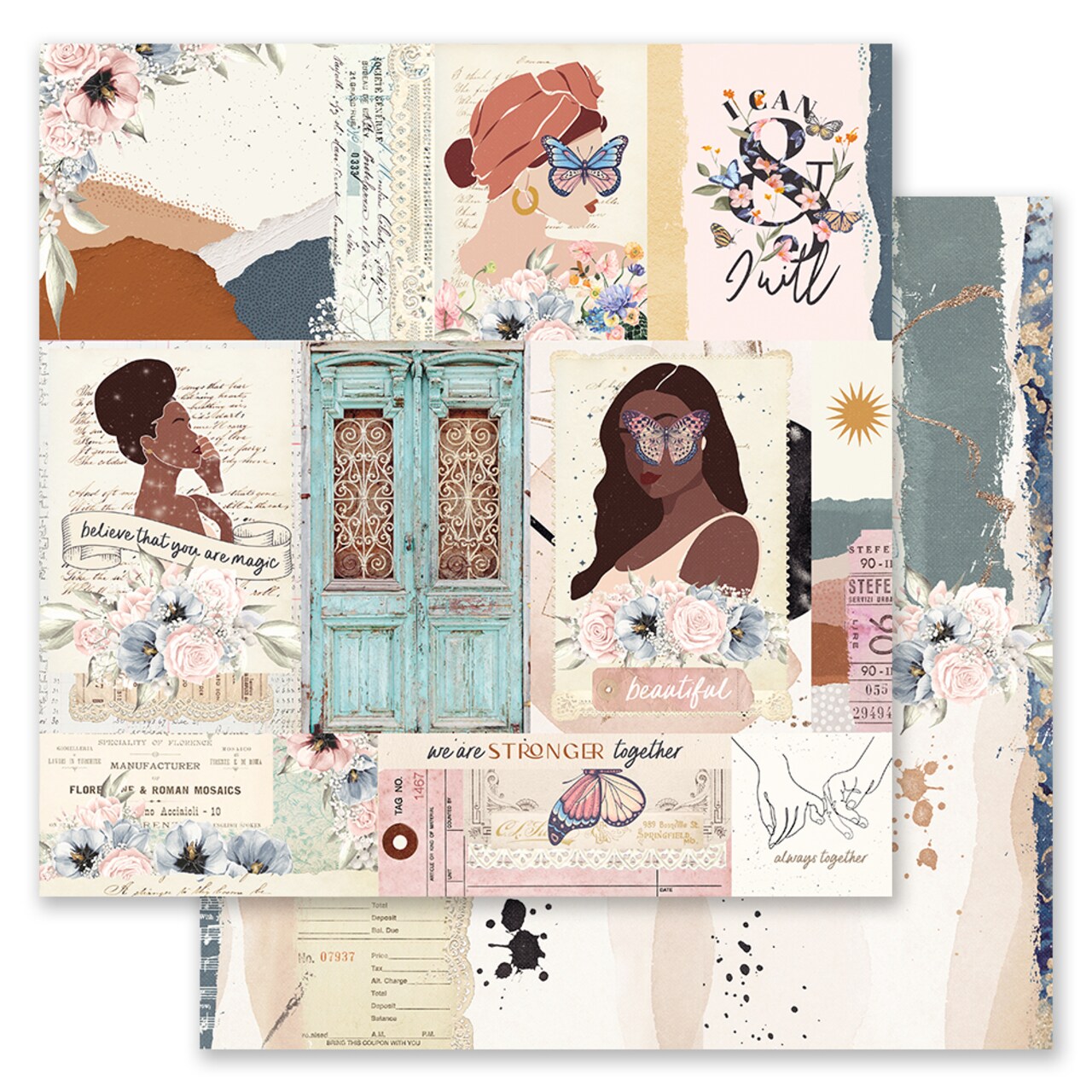 Indigo Collection 12x12 Sheet - Believer - 12x12 in, w foil details (10 SHEETS)